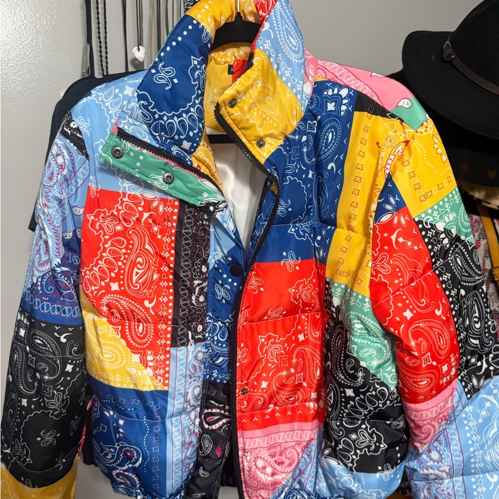 Multicolor Patchwork Paisley Bomber Jacket - image 2